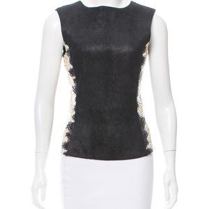 DROME Brand SLEEVELESS PYTHON LEATHER SNAKE SKIN BLACK TOP SIZE L